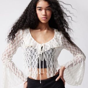 uo gossamer crochet flyaway top